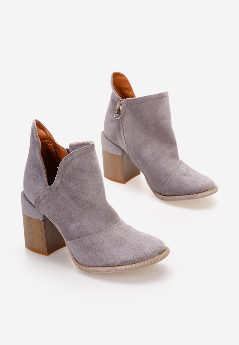 Sivé členkové čižmy na hrubom podpätku Condesa