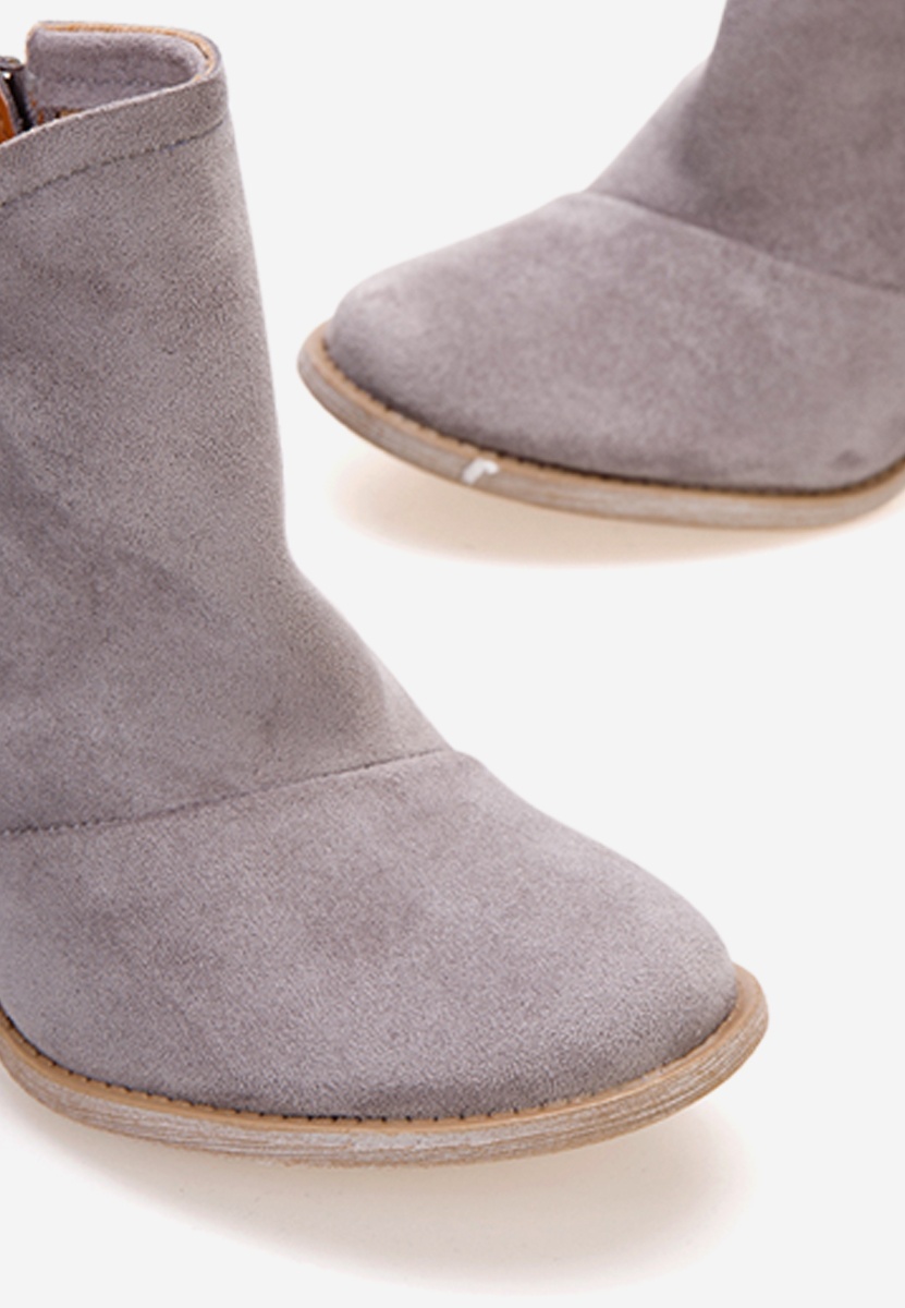 Sivé členkové čižmy na hrubom podpätku Condesa