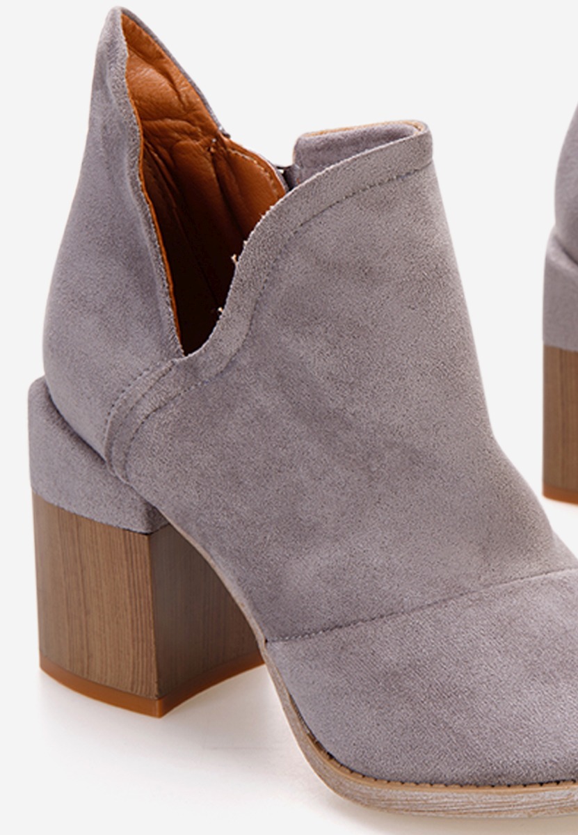 Sivé členkové čižmy na hrubom podpätku Condesa