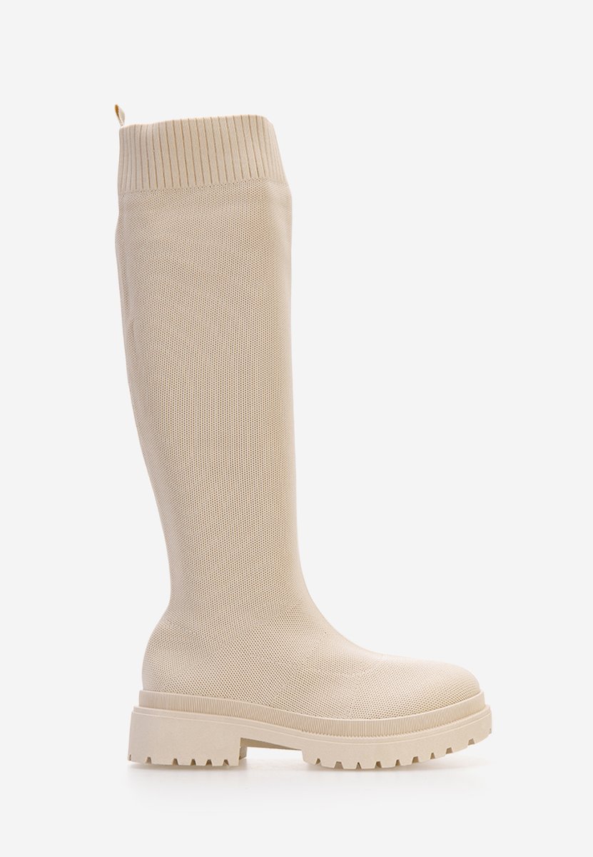 Béžové dámske čižmy bez podpätku Olvera V2
