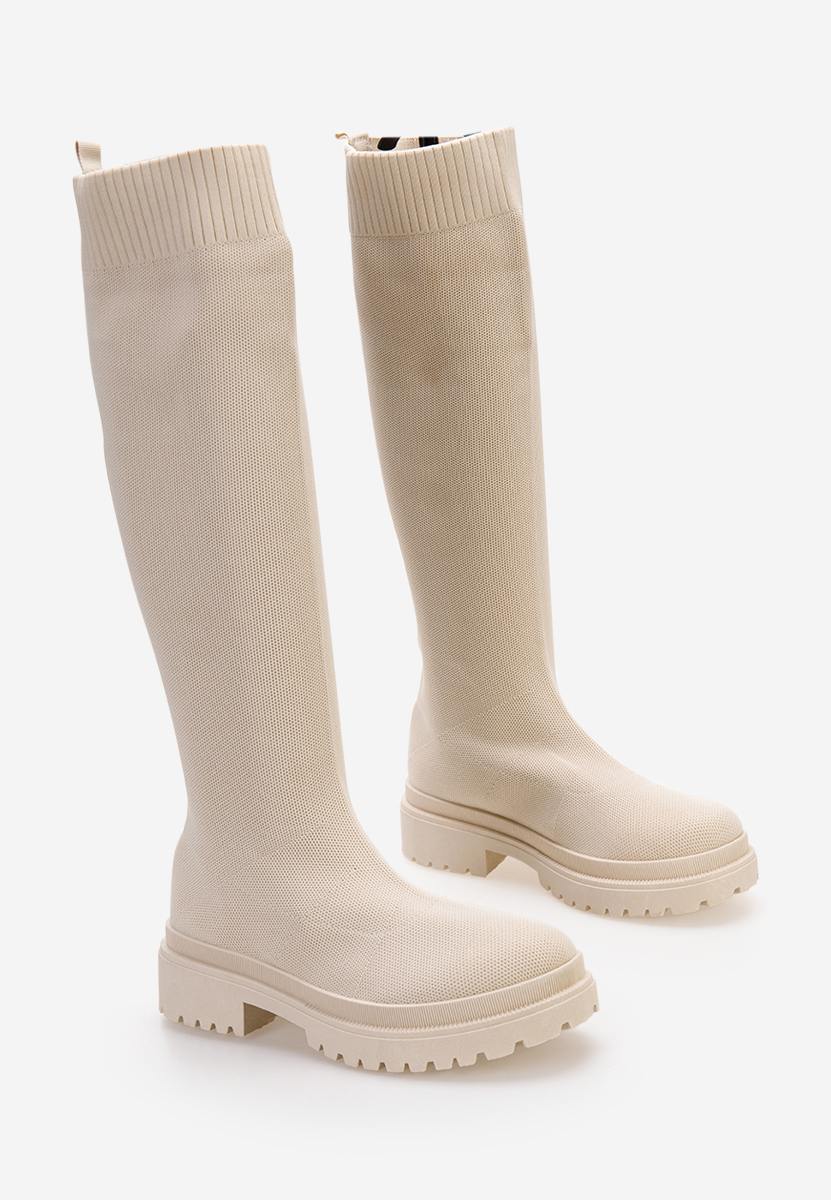 Béžové dámske čižmy bez podpätku Olvera V2