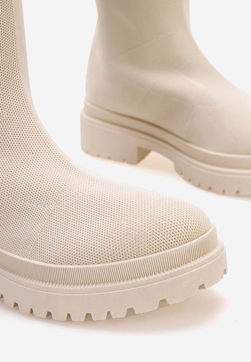 Béžové dámske čižmy bez podpätku Olvera V2