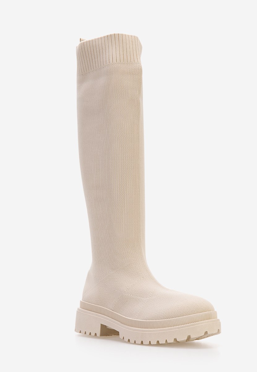 Béžové dámske čižmy bez podpätku Olvera V2