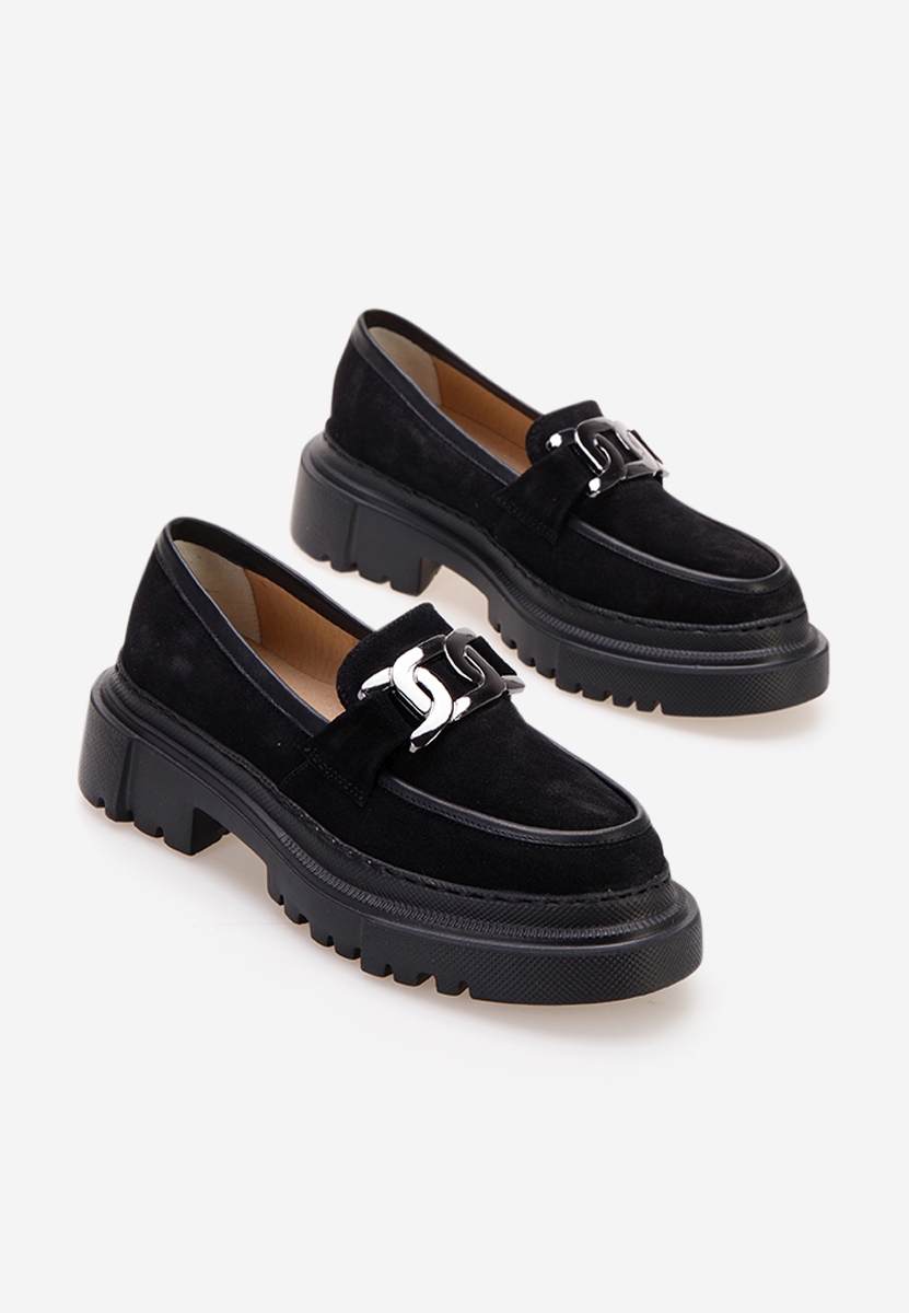 Čierne kožené mokasíny Haza