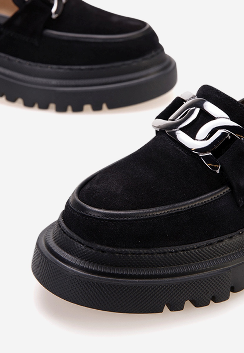 Čierne kožené mokasíny Haza