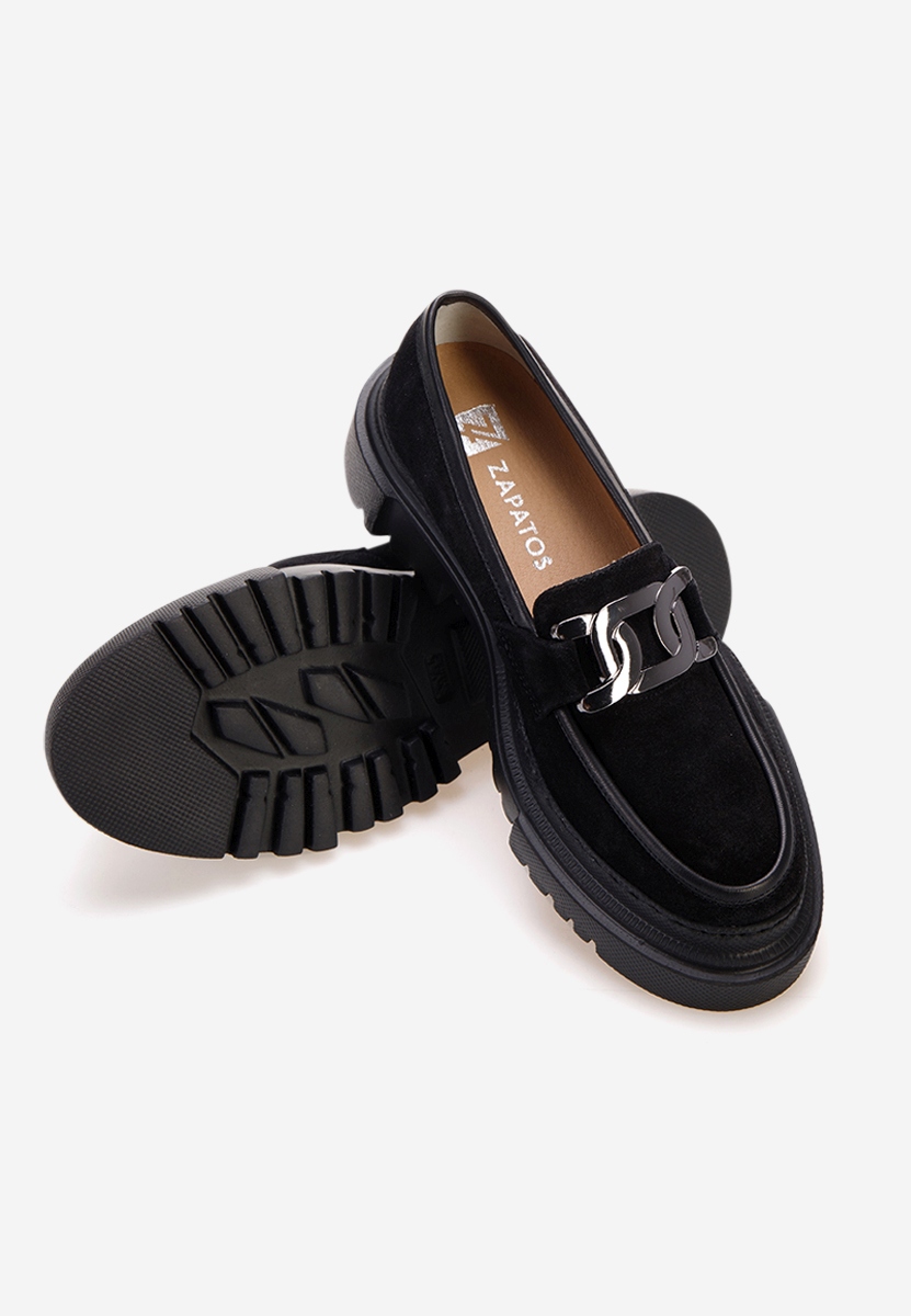 Čierne kožené mokasíny Haza