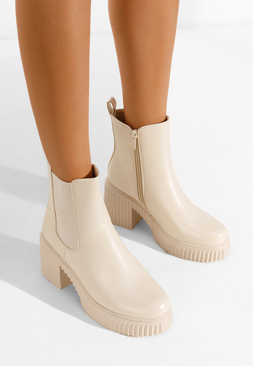 Béžové členkové topánky chelsea Enicena