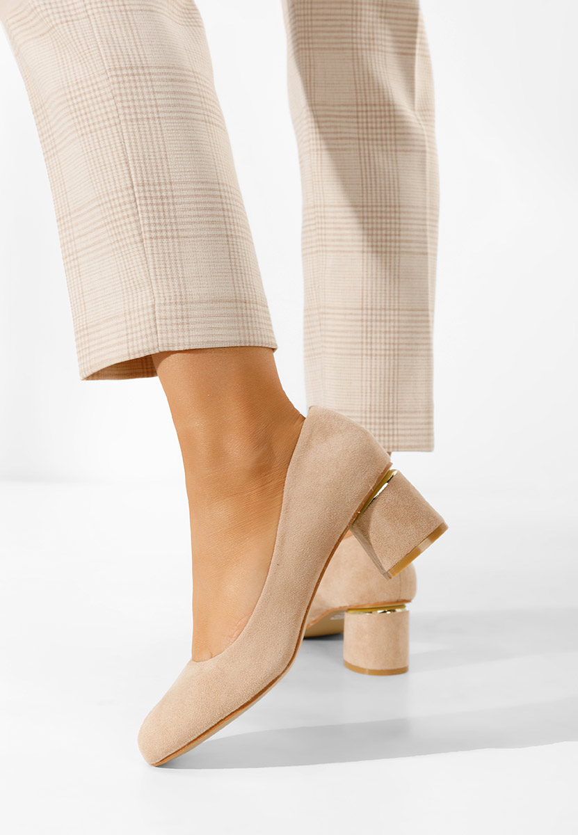 Khaki lodičky na hrubom opätku Cabrilia