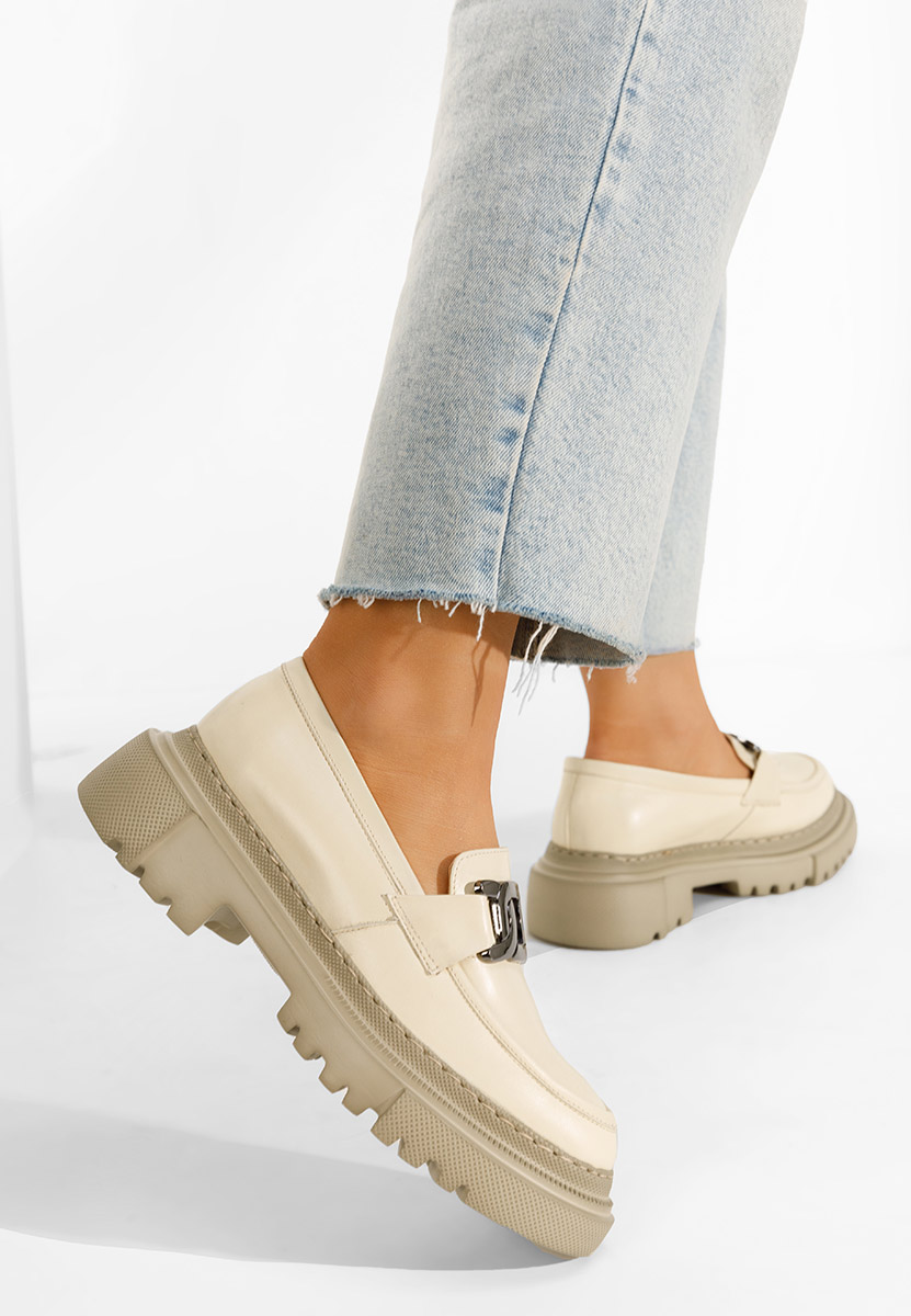 Béžové kožené mokasíny Haza V2