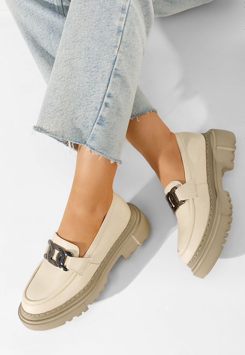 Béžové kožené mokasíny Haza V2