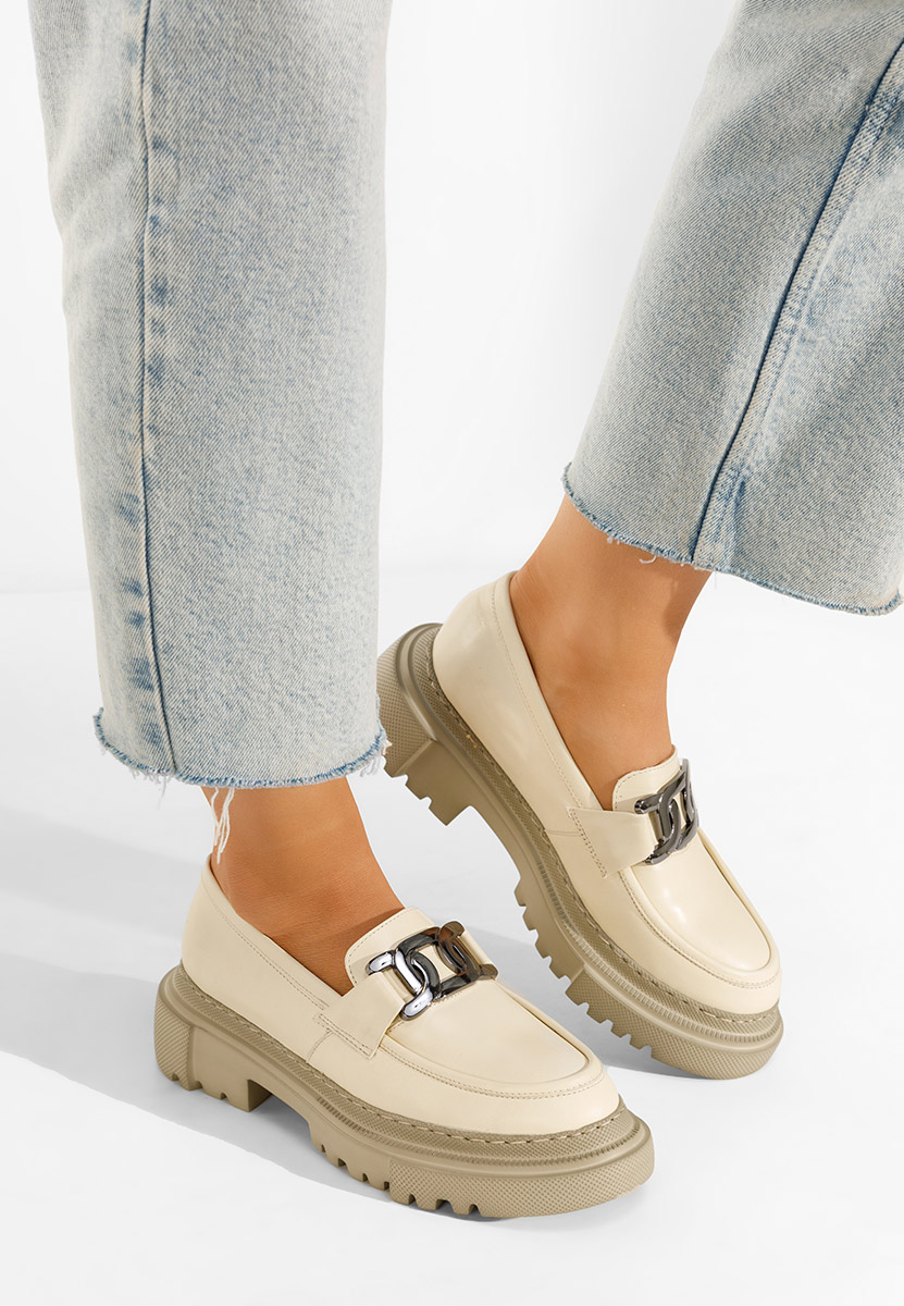 Béžové kožené mokasíny Haza V2