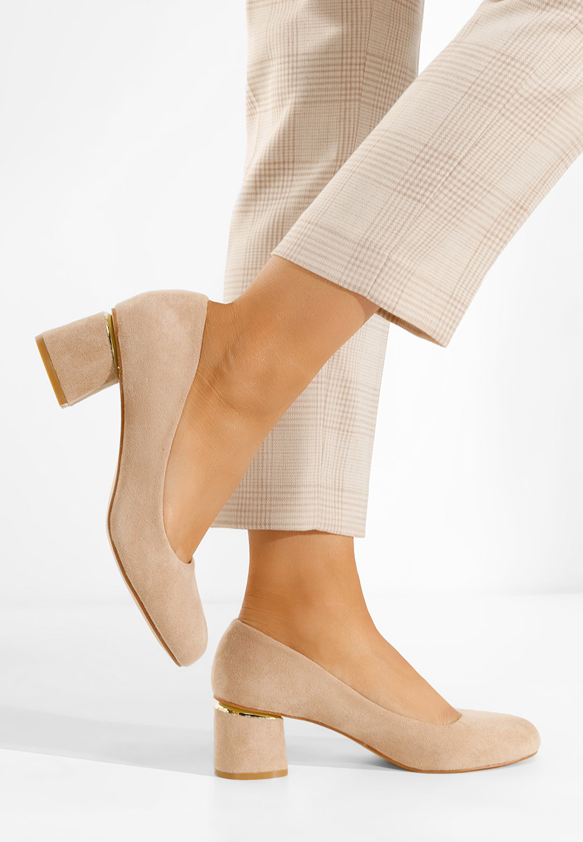 Khaki lodičky na hrubom opätku Cabrilia