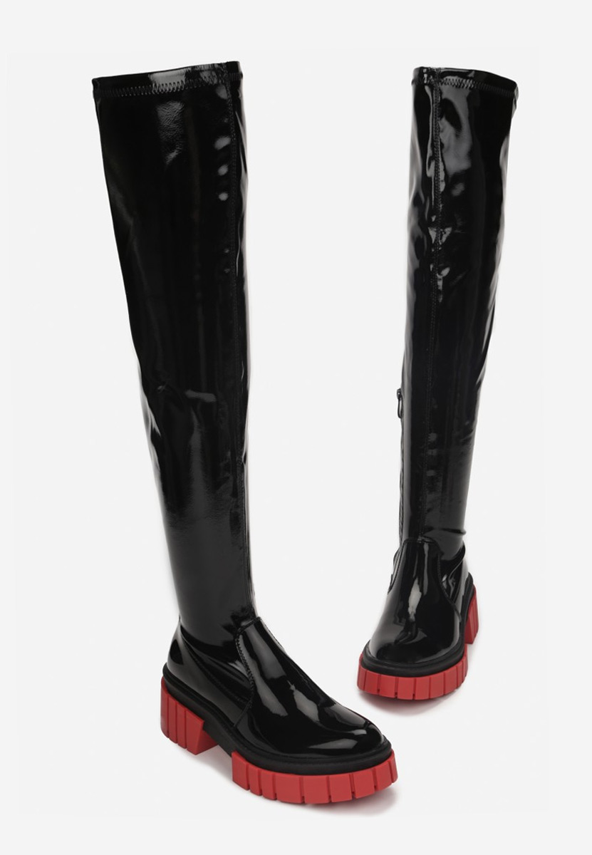 Čierne čižmy nad koleno Dolaria V3