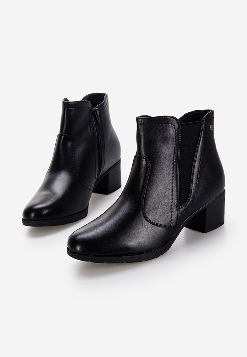 Čierne členkové čižmy na hrubom podpätku Verona