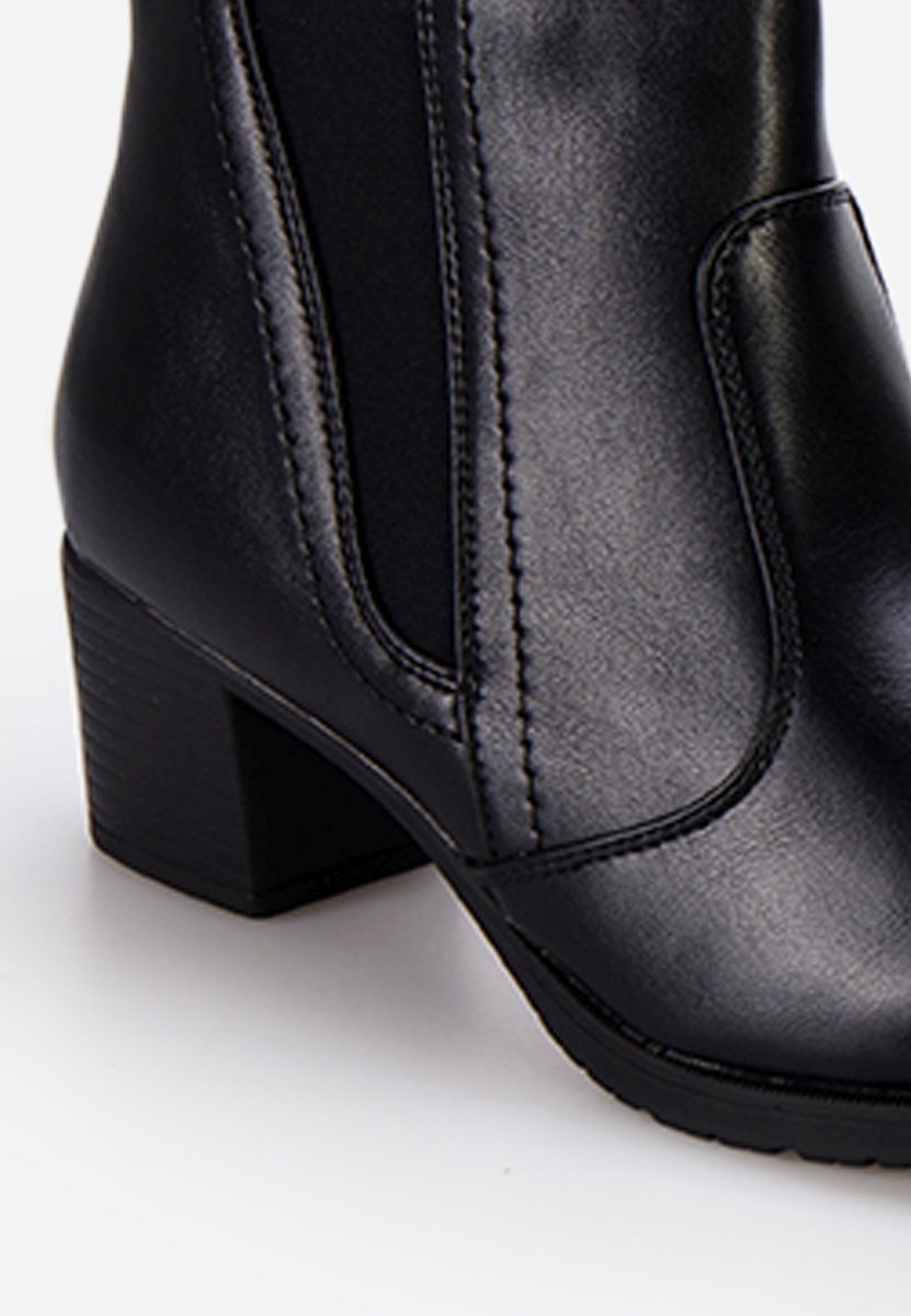 Čierne členkové čižmy na hrubom podpätku Verona