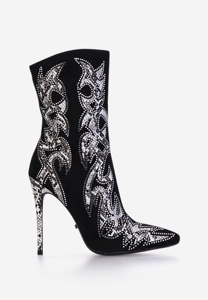 Čierne členkové čižmy na tenkom podpätku Estilo