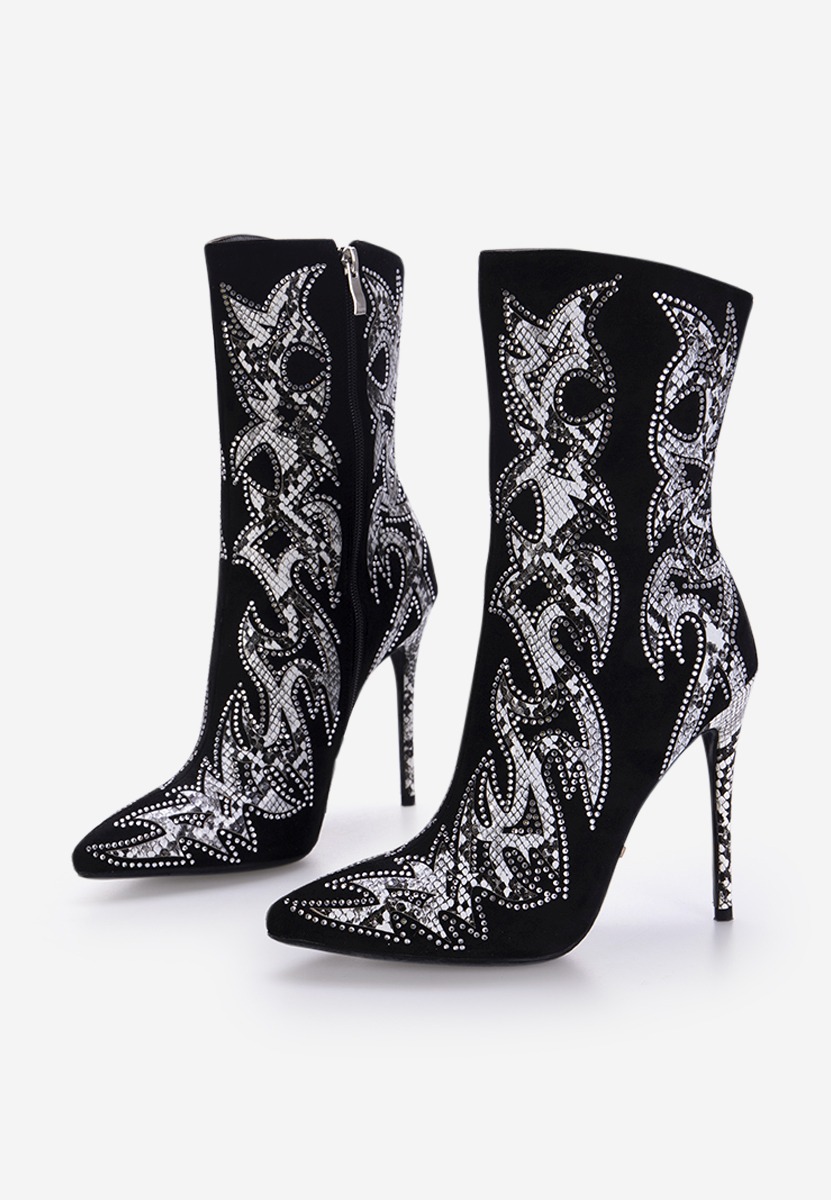 Čierne členkové čižmy na tenkom podpätku Estilo