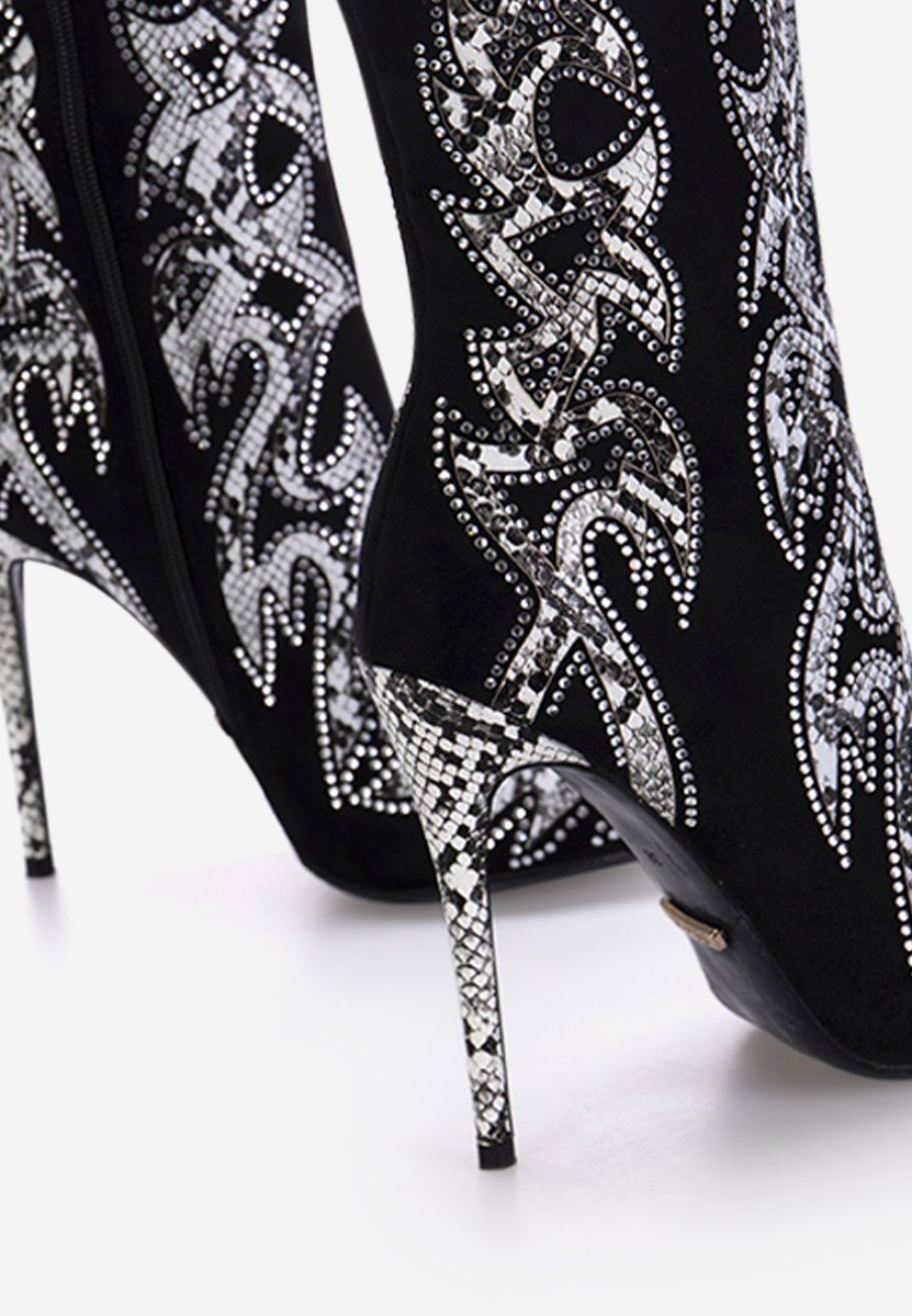 Čierne členkové čižmy na tenkom podpätku Estilo