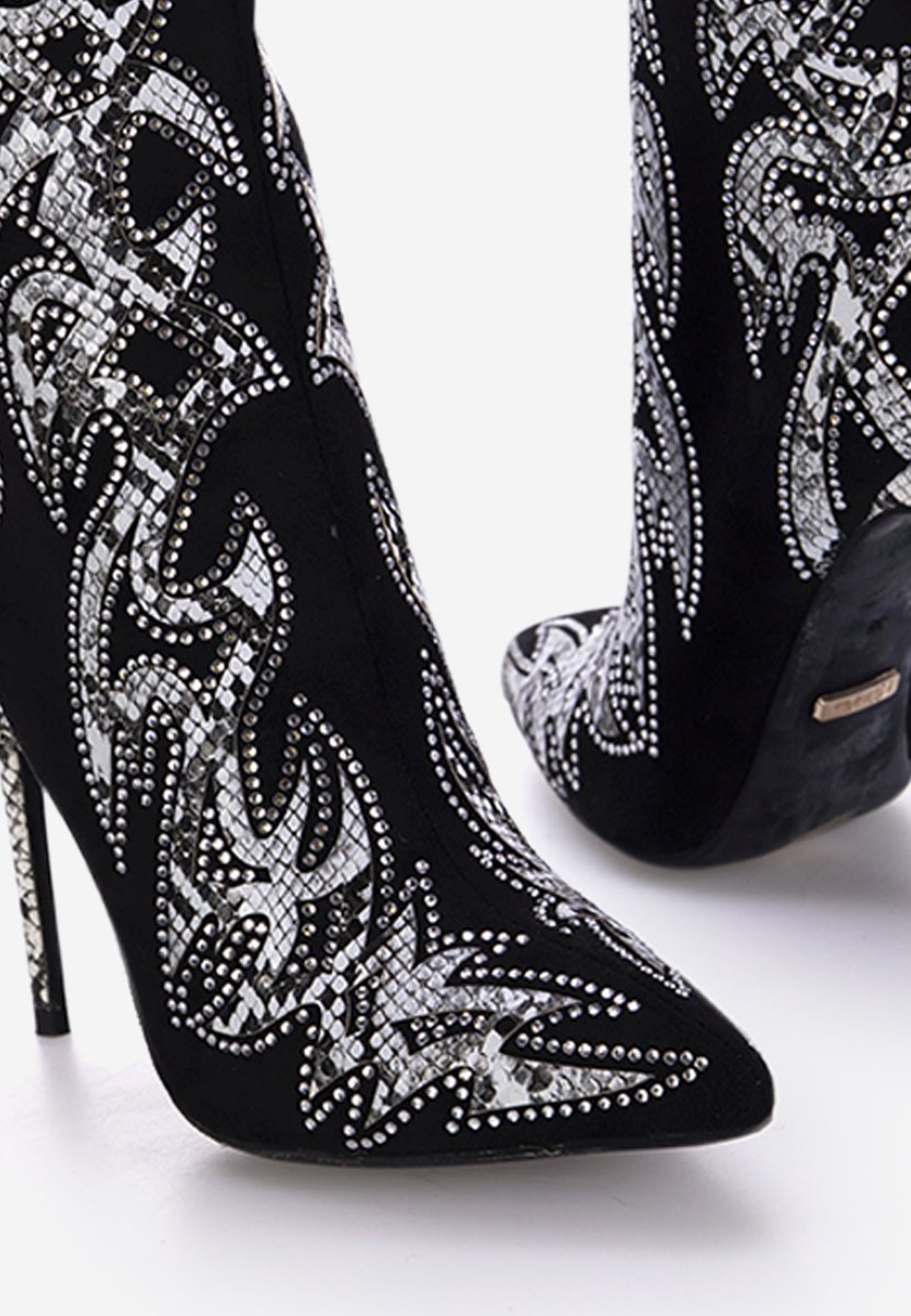 Čierne členkové čižmy na tenkom podpätku Estilo