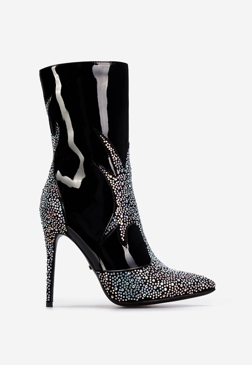 Čierne členkové čižmy na tenkom podpätku Jaresa