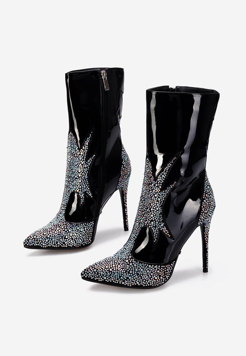 Čierne členkové čižmy na tenkom podpätku Jaresa