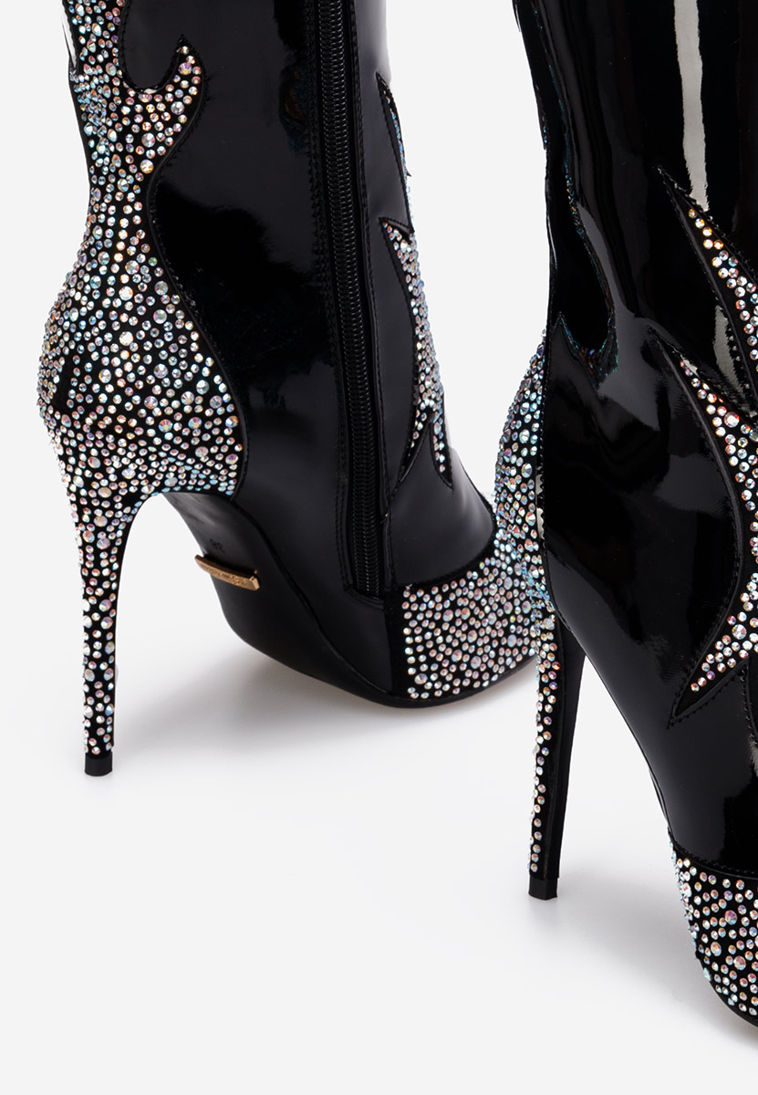 Čierne členkové čižmy na tenkom podpätku Jaresa