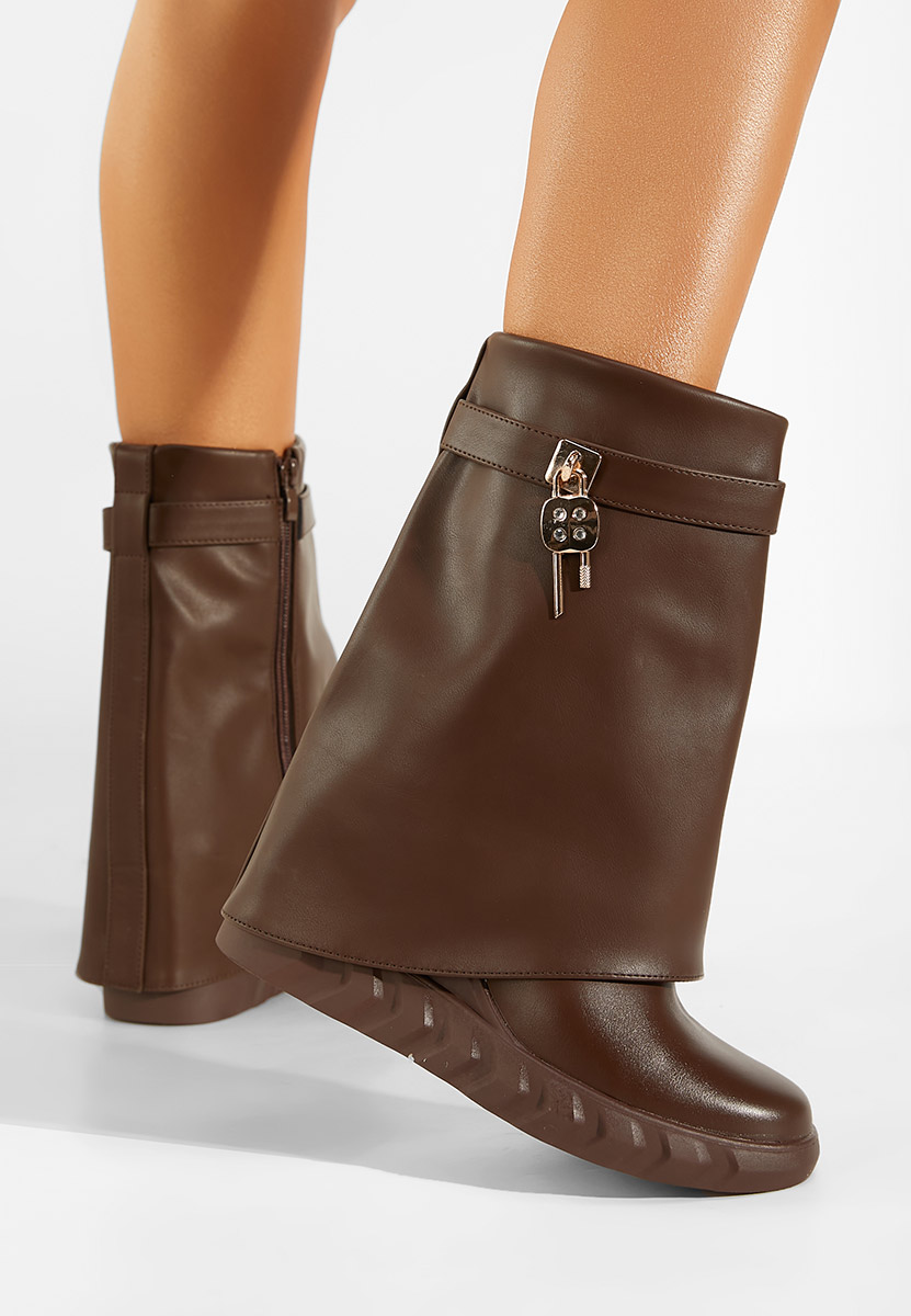 Hnedé čižmy na platforme Serena