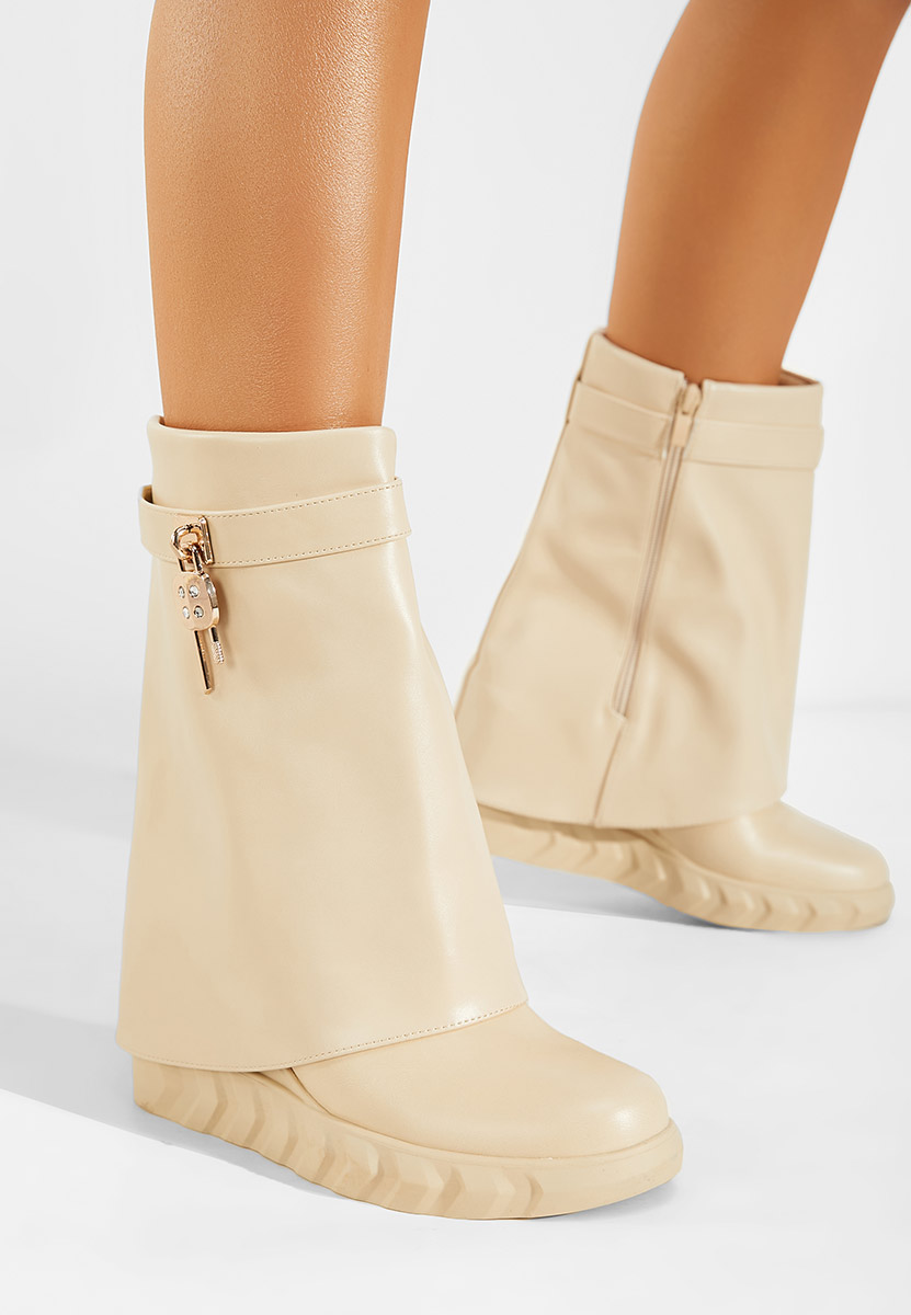 Béžové čižmy na platforme Serena