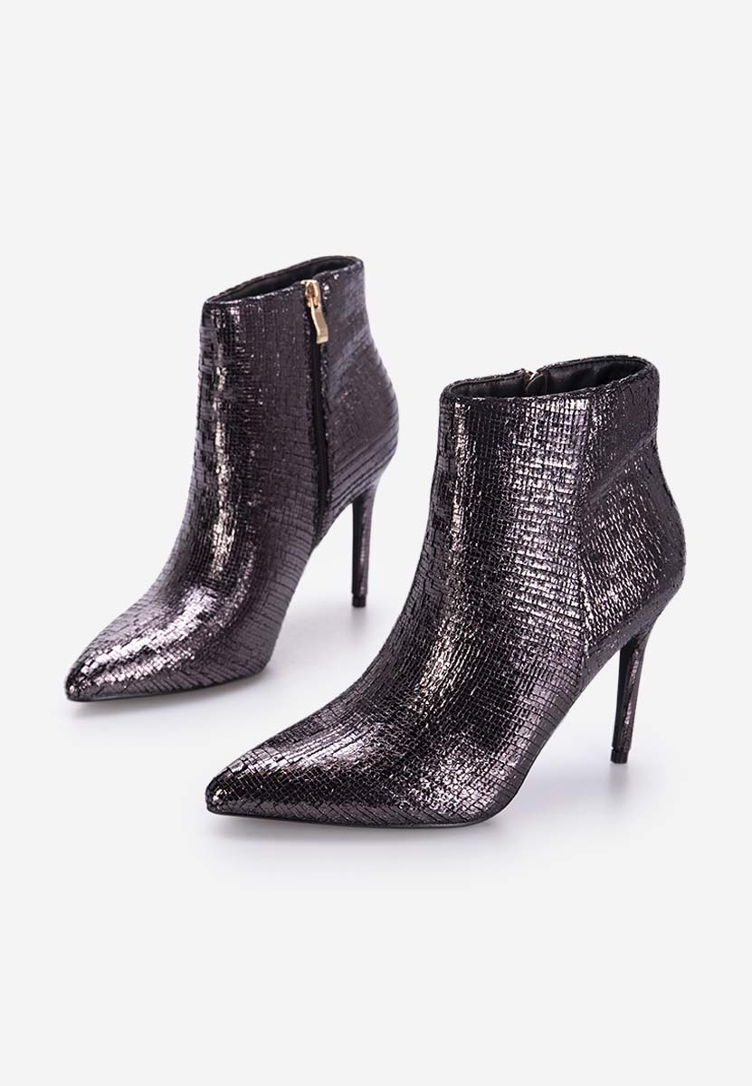 Sivé členkové čižmy na tenkom podpätku Zarate