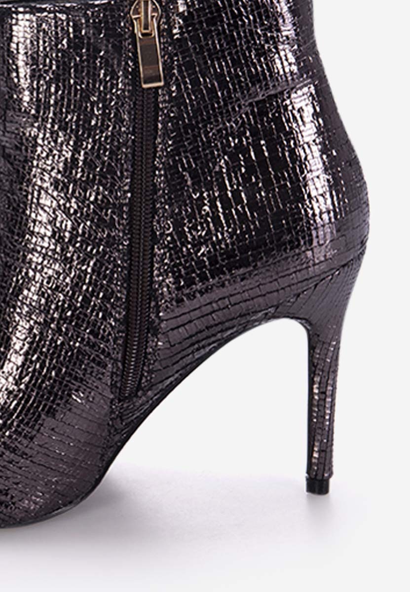 Sivé členkové čižmy na tenkom podpätku Zarate