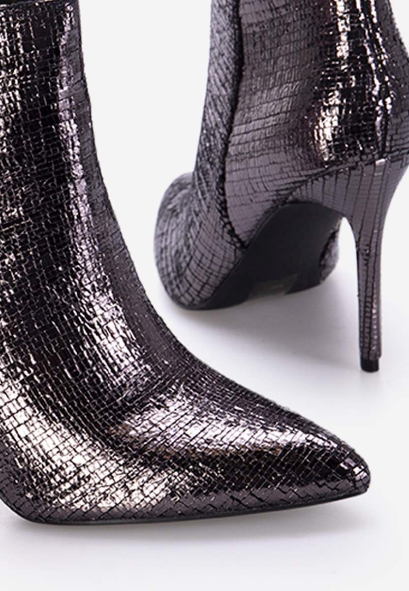 Sivé členkové čižmy na tenkom podpätku Zarate