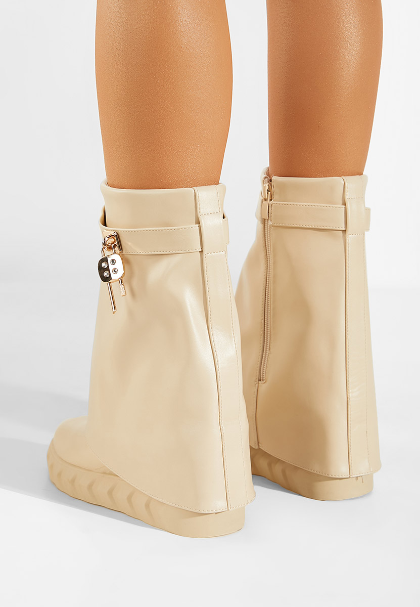 Béžové čižmy na platforme Serena