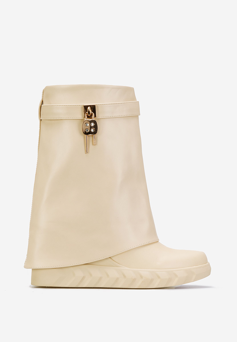 Béžové čižmy na platforme Serena