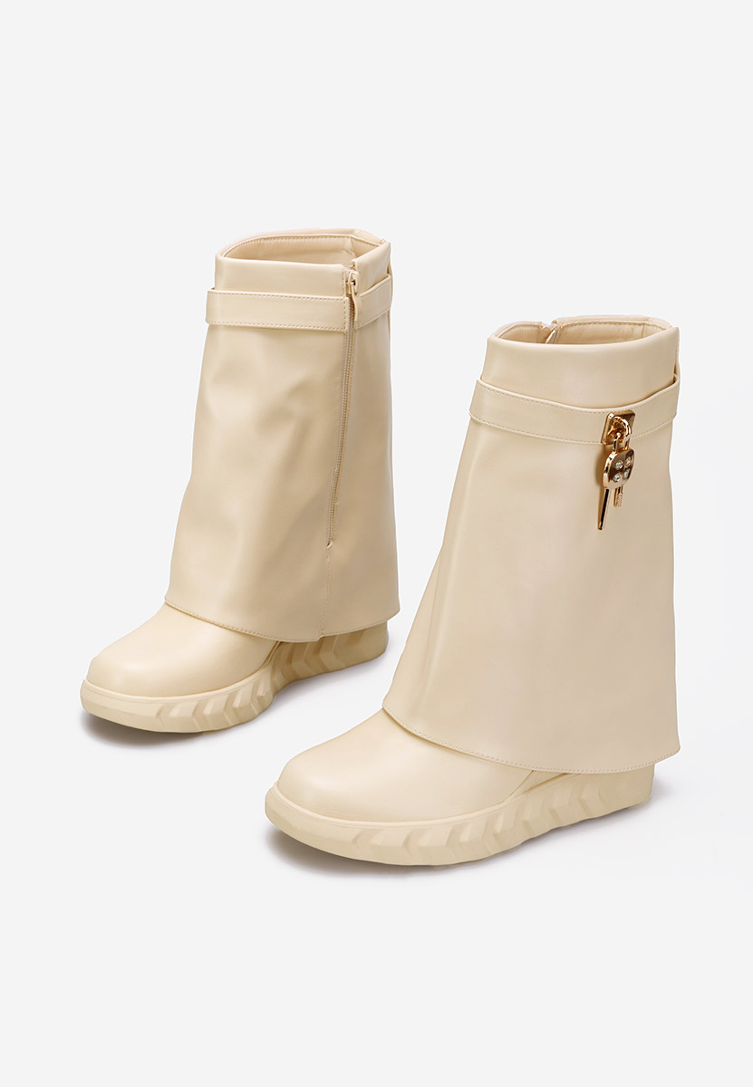 Béžové čižmy na platforme Serena