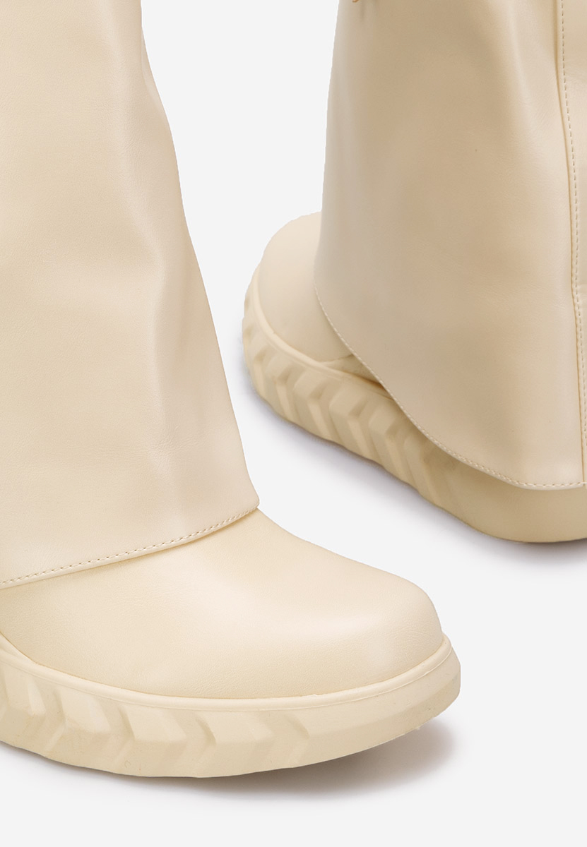 Béžové čižmy na platforme Serena