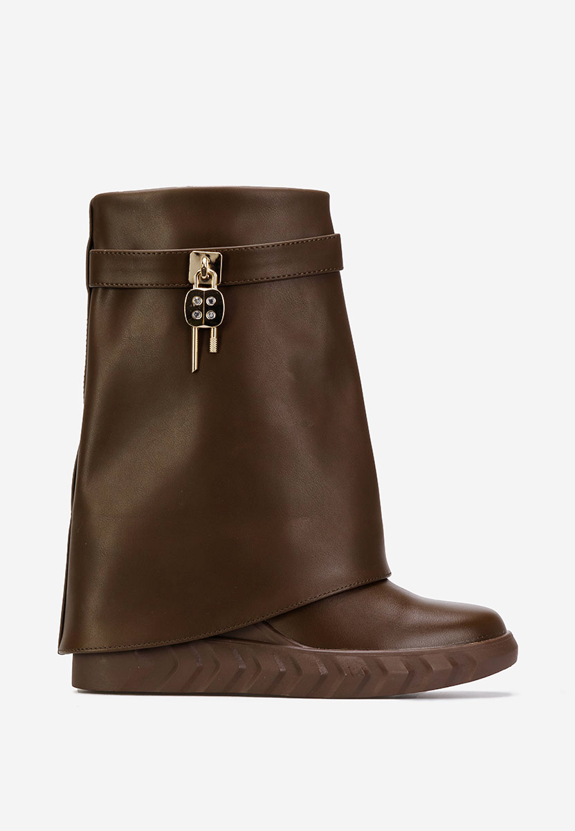 Hnedé čižmy na platforme Serena