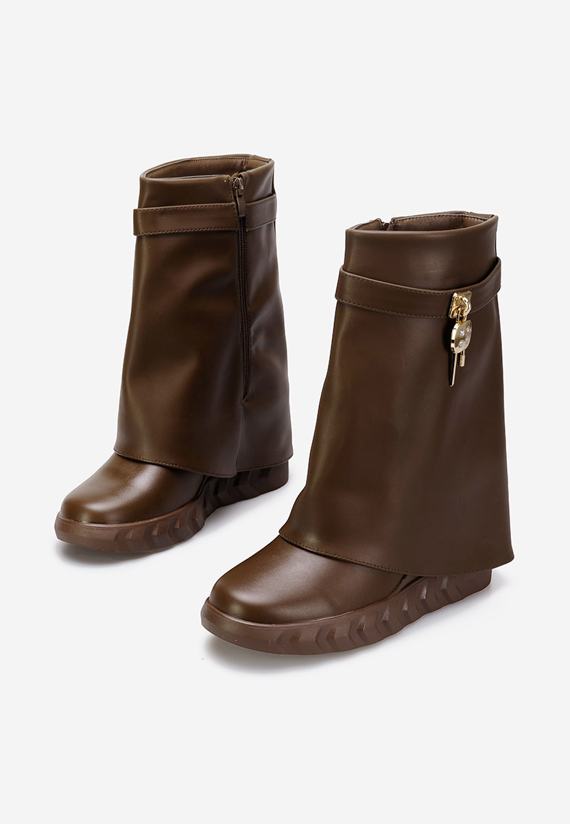 Hnedé čižmy na platforme Serena