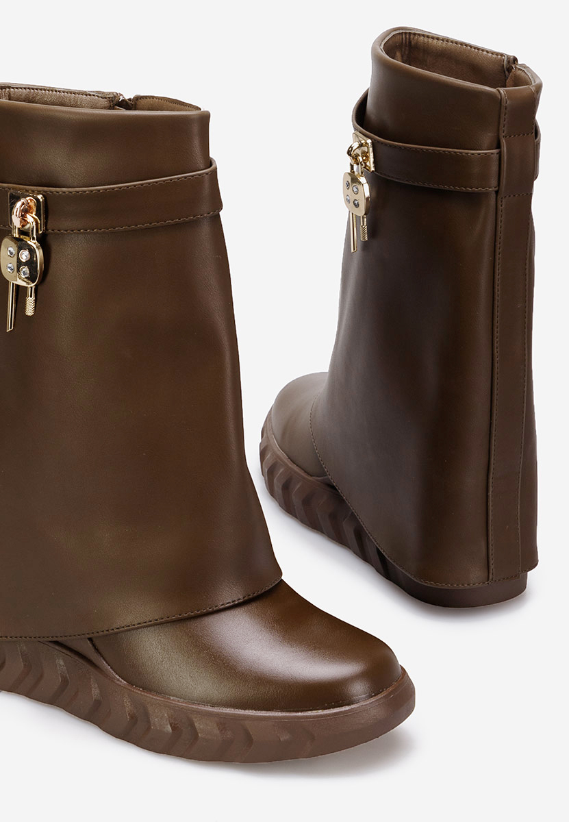 Hnedé čižmy na platforme Serena