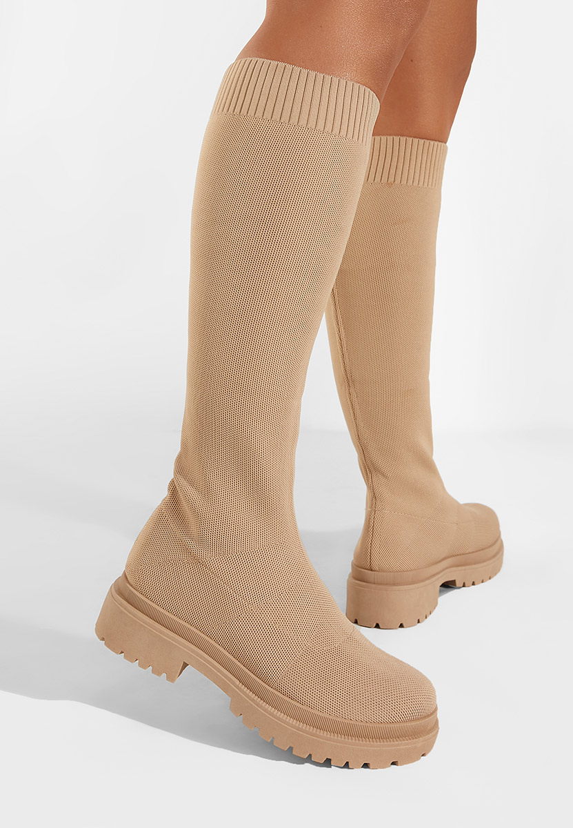Khaki ponožkové čižmy Olvera