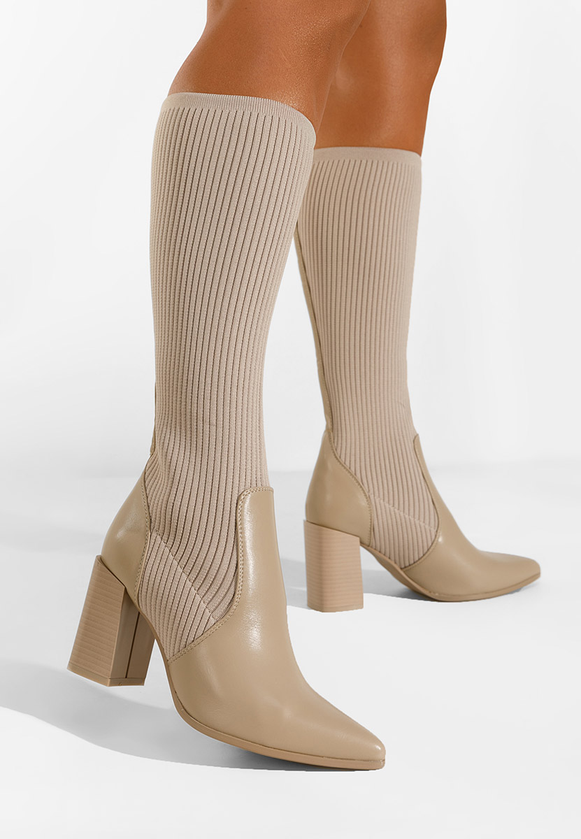 Khaki ponožkové čižmy Vinuele