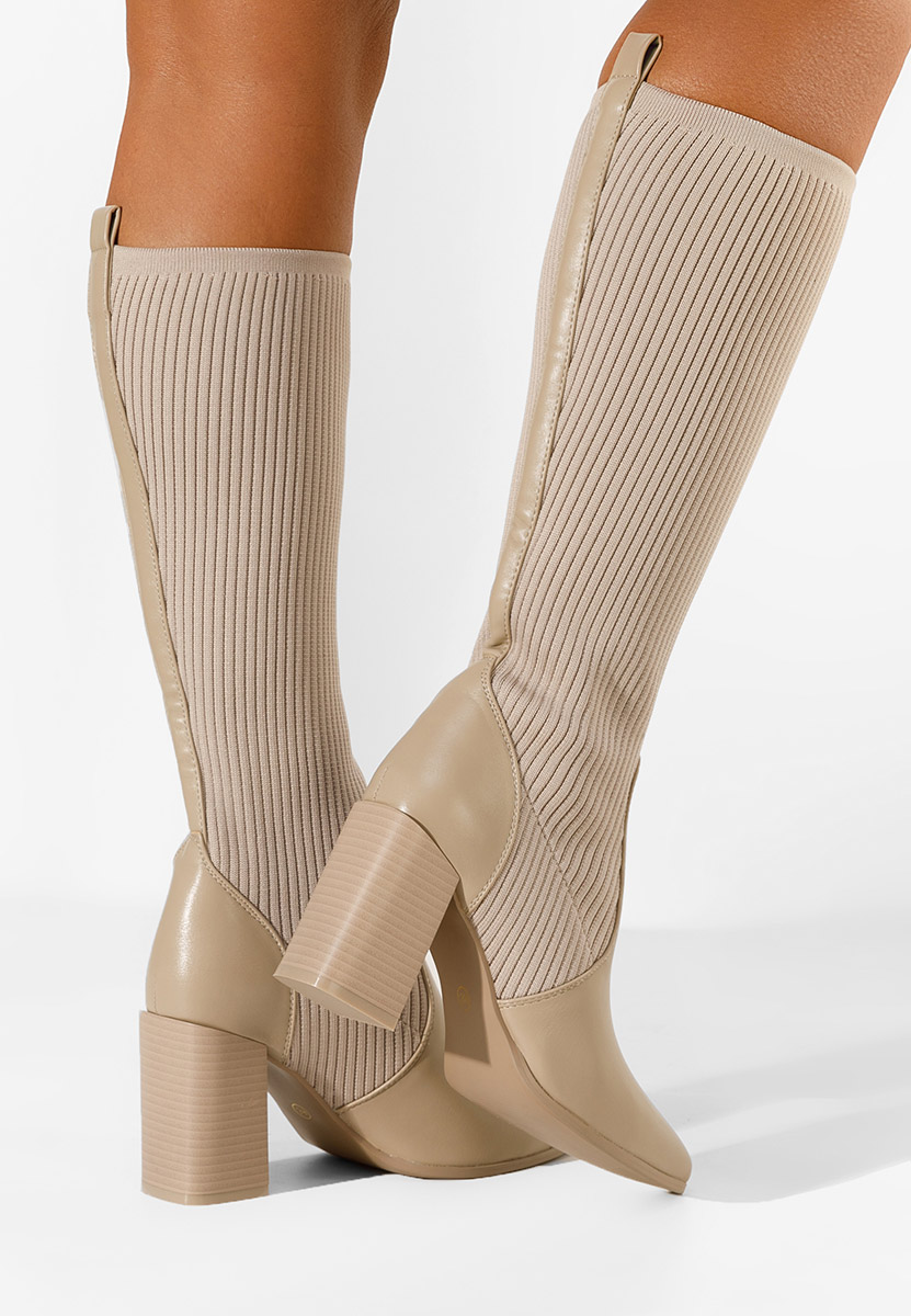 Khaki ponožkové čižmy Vinuele