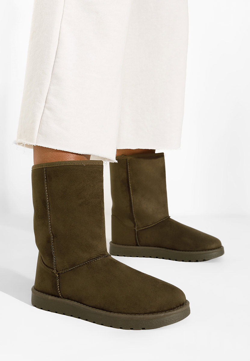 Khaki členkové dámske snehule Anora