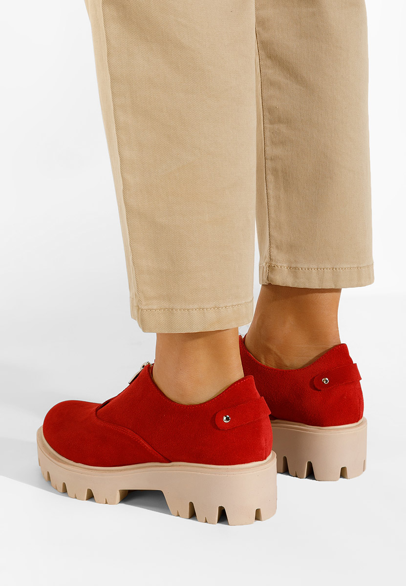 Červené kožené poltopánky dámske Brindisi V2