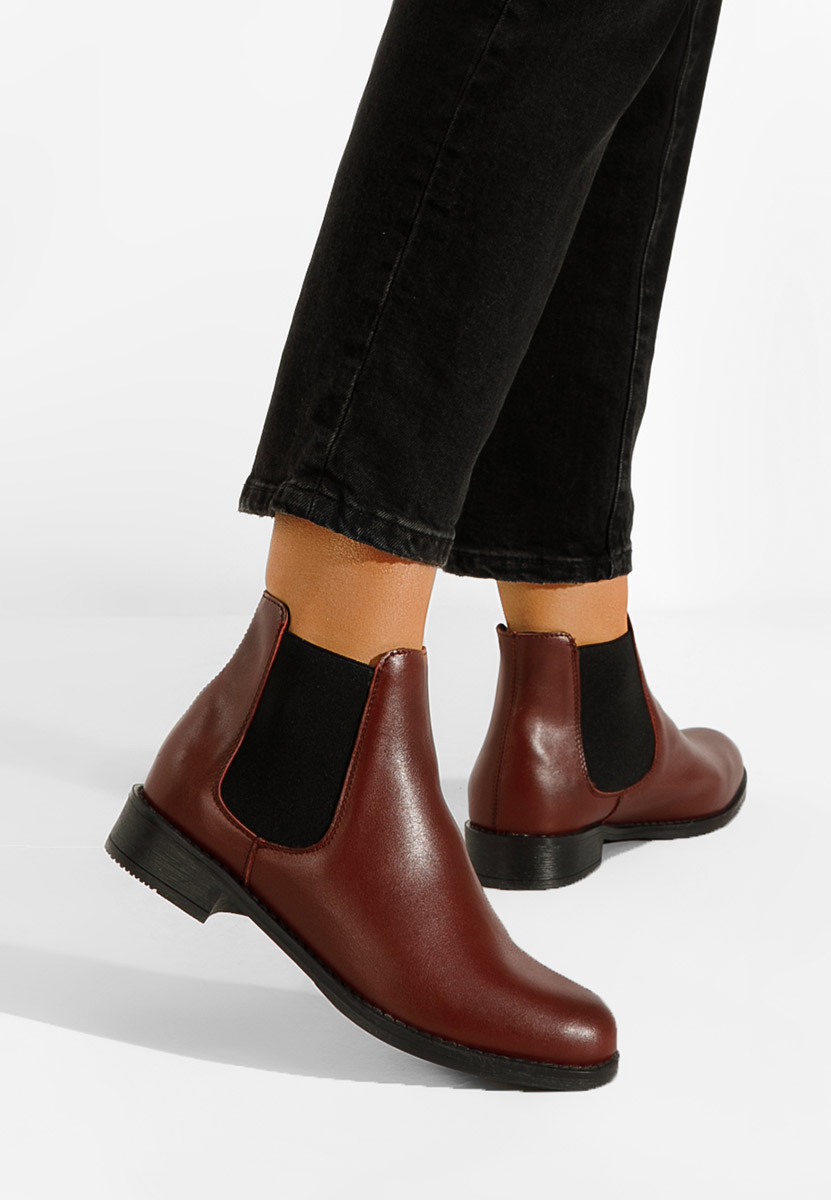 Bordové kožené členkové čižmy Campina