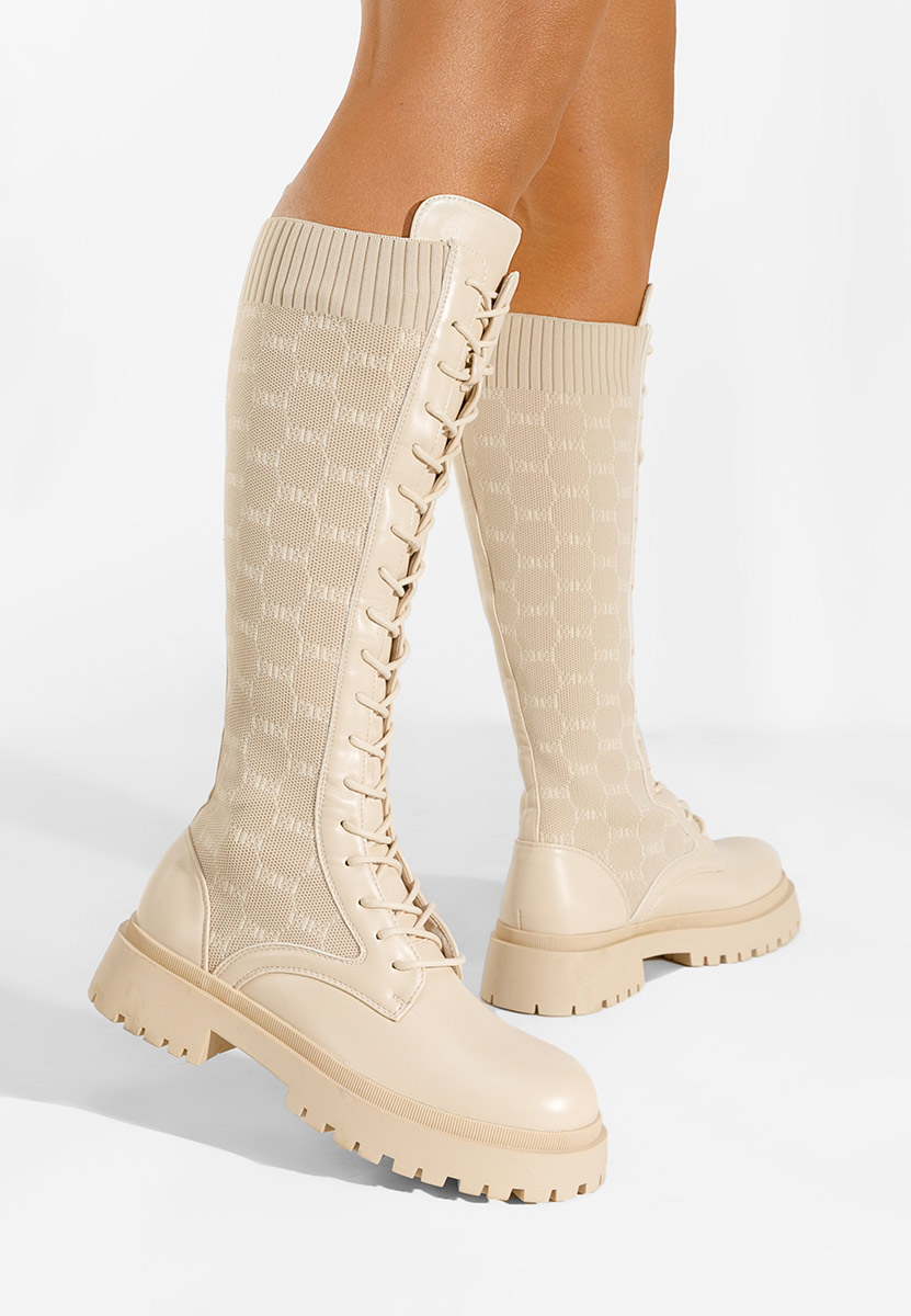 Béžové šnurovacie čižmy Martosa