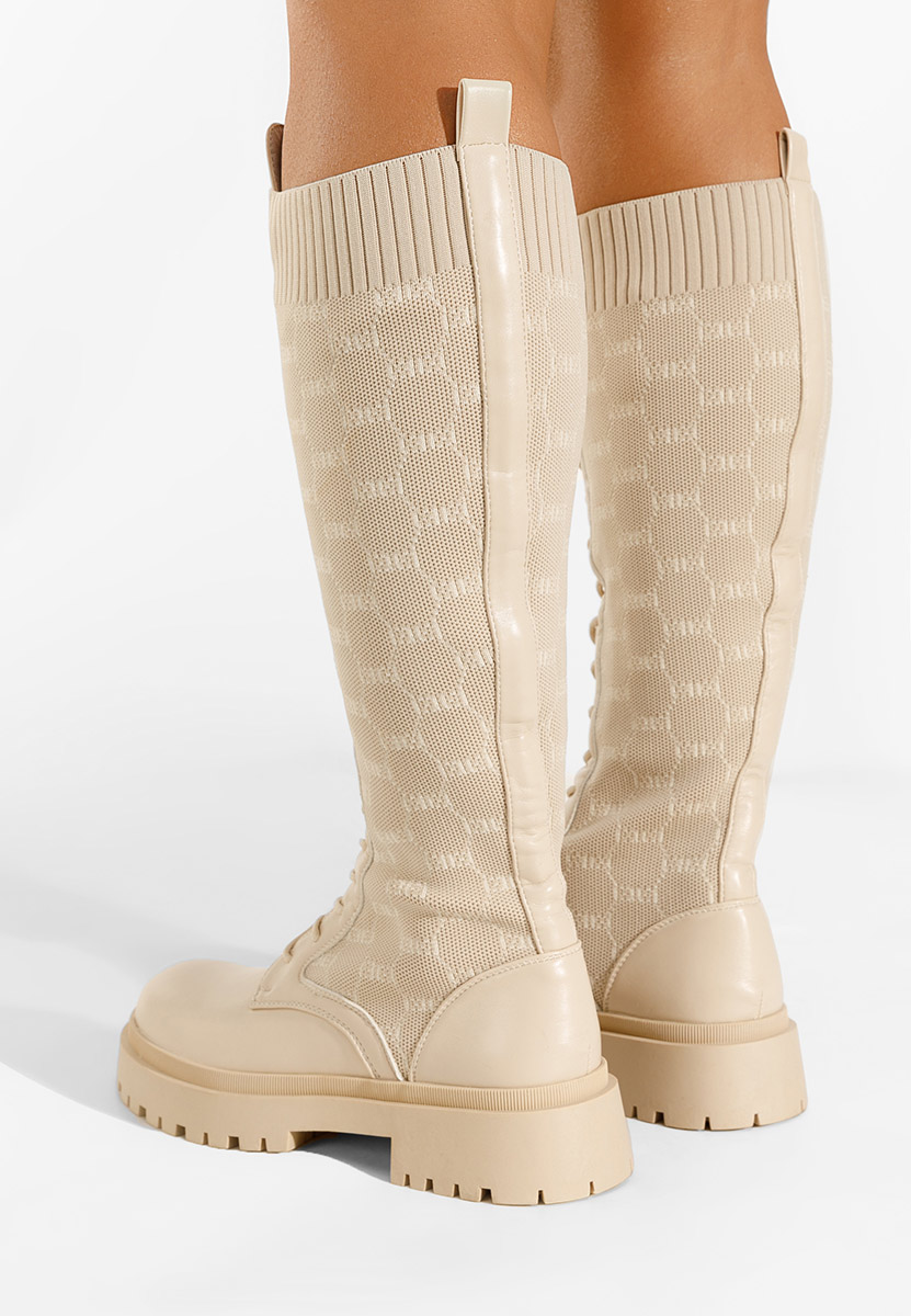 Béžové šnurovacie čižmy Martosa