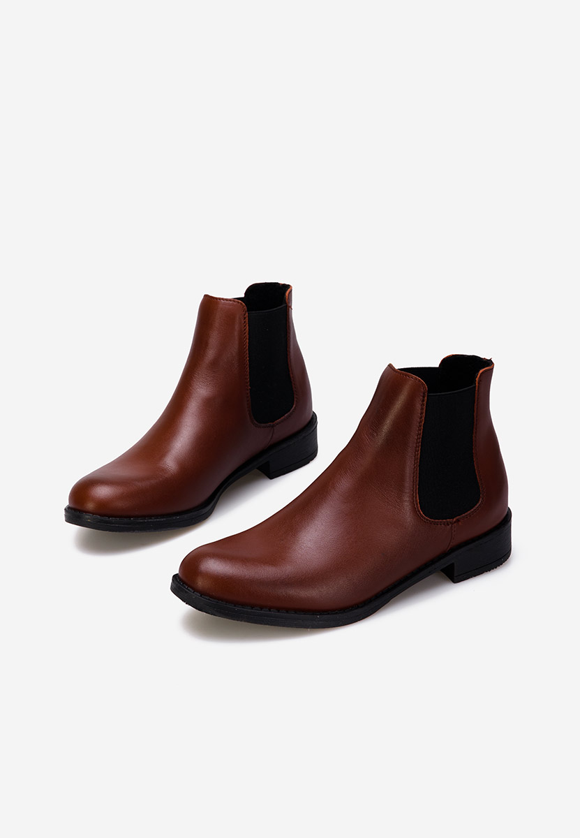 Bordové kožené členkové čižmy Campina