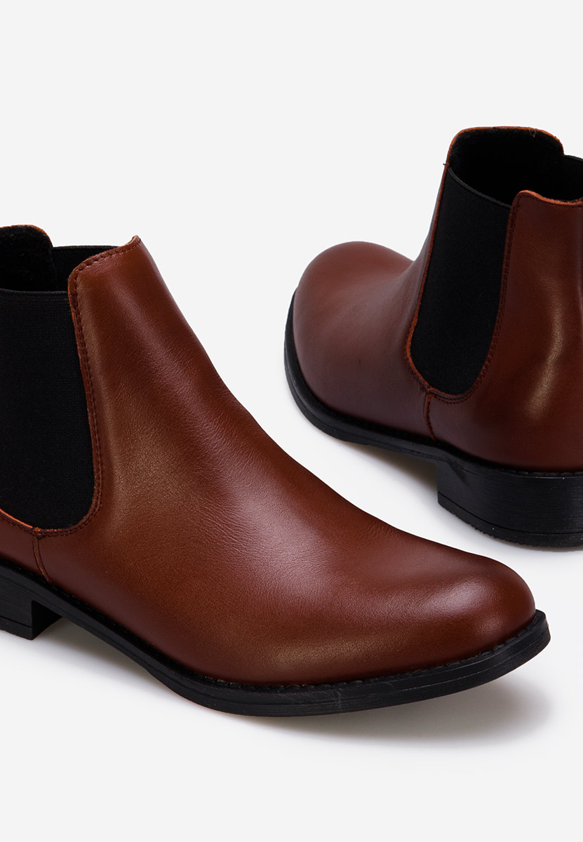 Bordové kožené členkové čižmy Campina