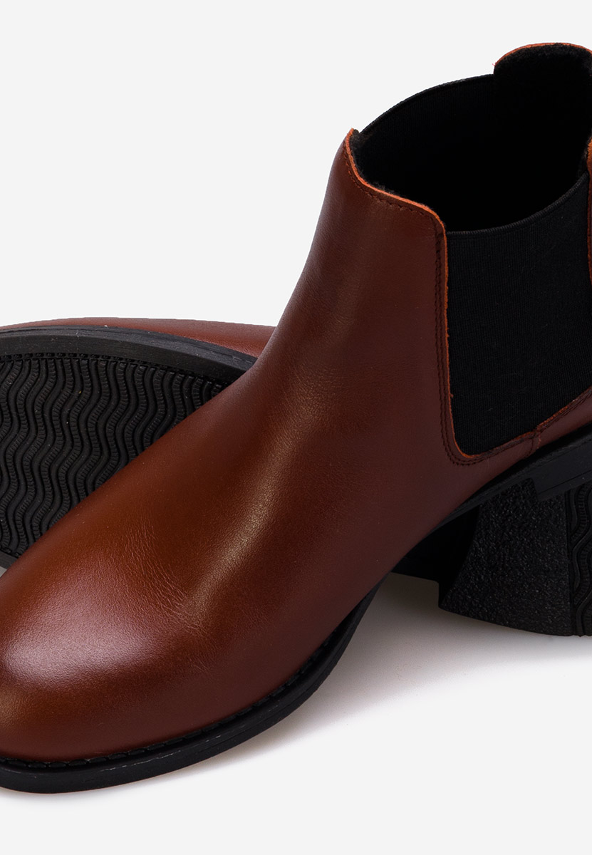 Bordové kožené členkové čižmy Campina