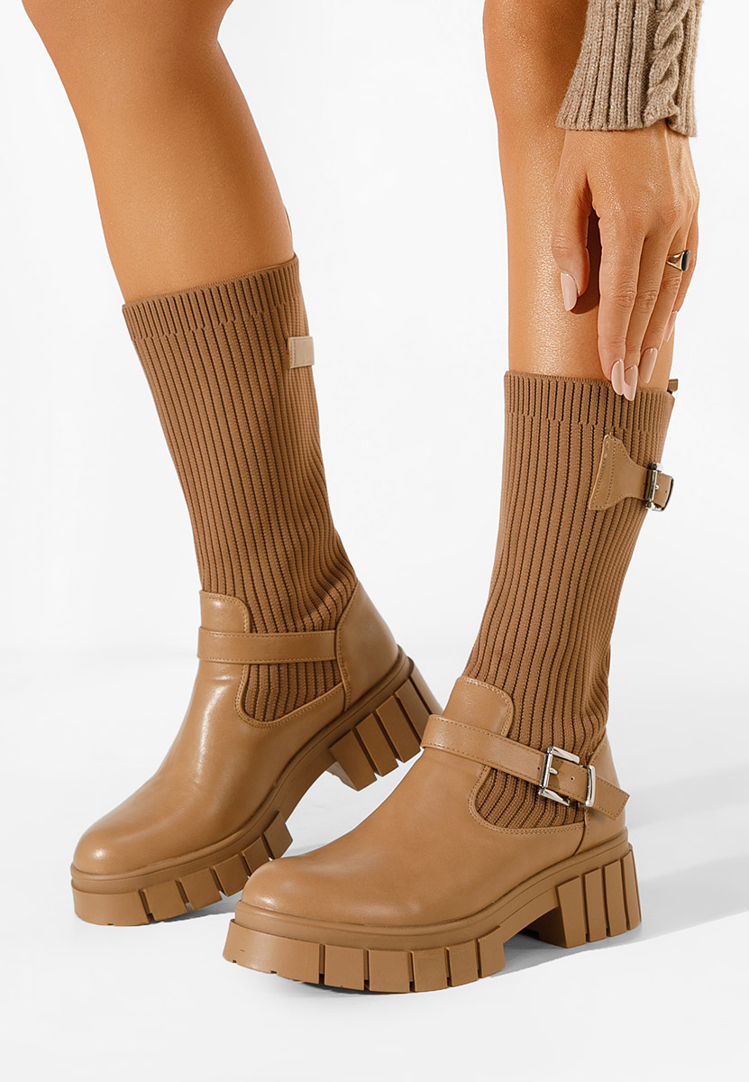 Hnedé ponožkové čižmy Navia